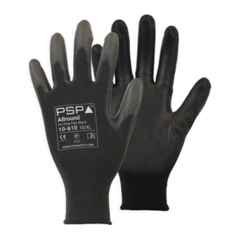 Werkhandschoen | 10-610 PU Zwart Maat 8/M | 12 Paar
