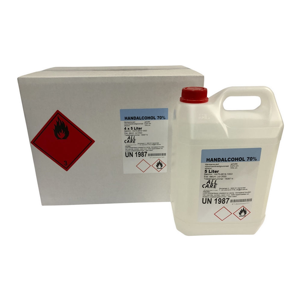 All Care | Handalcohol 70% | Gevoelige Huid | Jerrycan 5 liter afbeelding