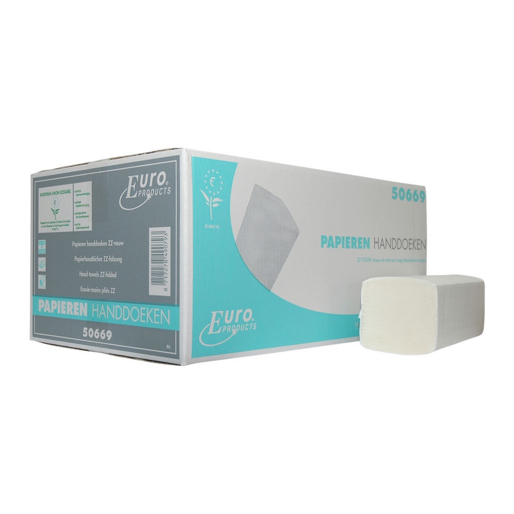 Euro Products | Z- vouwhanddoekjes | 2-laags tissue | 21 x 24 cm | 20 x 160 stuks afbeelding