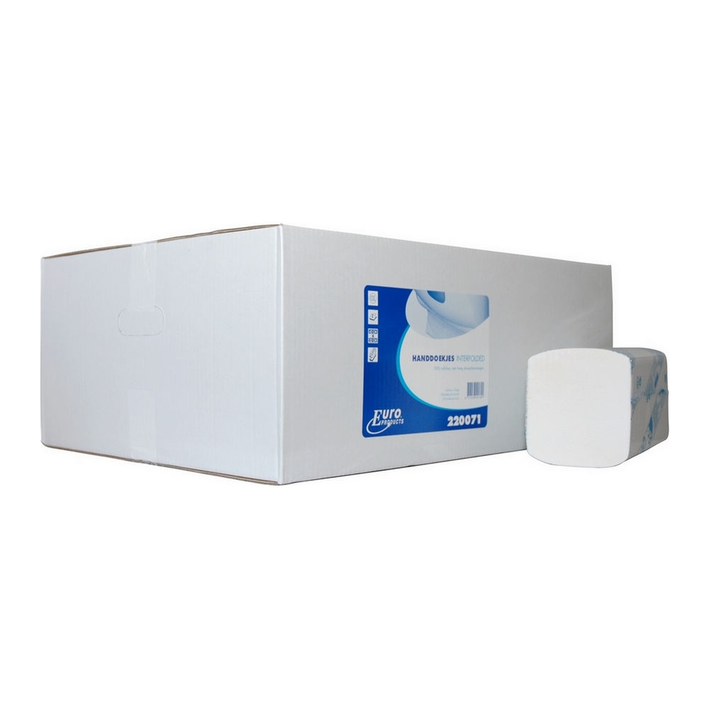 Euro Products | Interfold vouwhanddoekjes | Cellulose 2-laags | 21 x 42 cm | 2400 stuks afbeelding