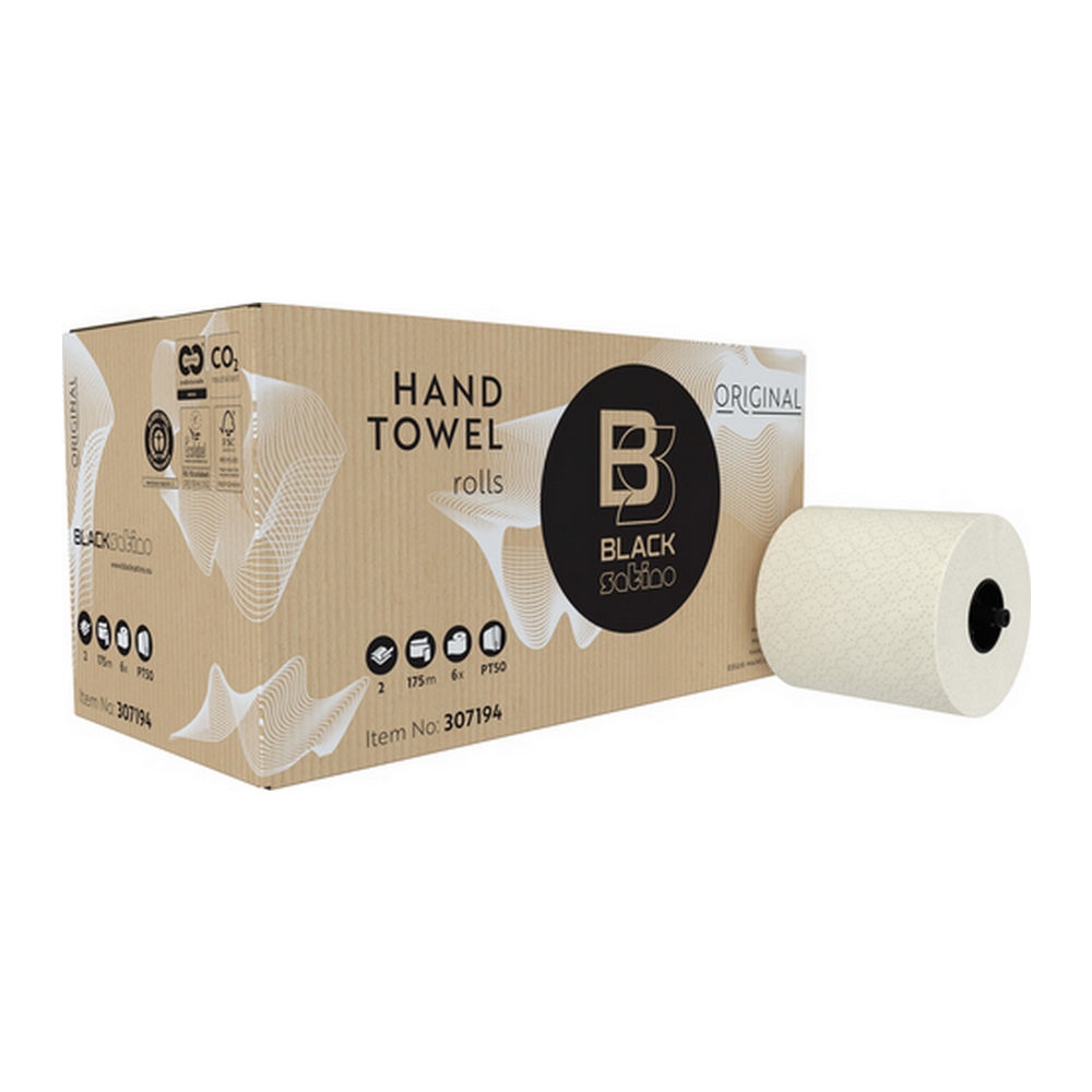 BlackSatino | Handdoekrol 2-laags | 175m | 6 rollen afbeelding