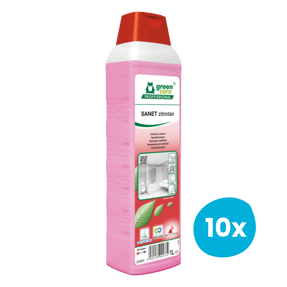 Green Care | Sanet Zitrotan | Sanitairreiniger | Fles 10 x 1 liter
