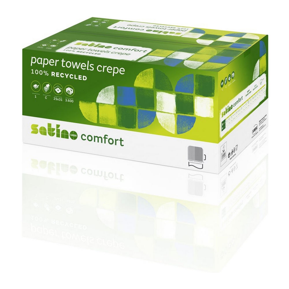 Satino Comfort | Vouwhanddoekjes 2-laags ZZ-vouw | Wit 23 x 25 cm | 3200 stuk | 277191 afbeelding