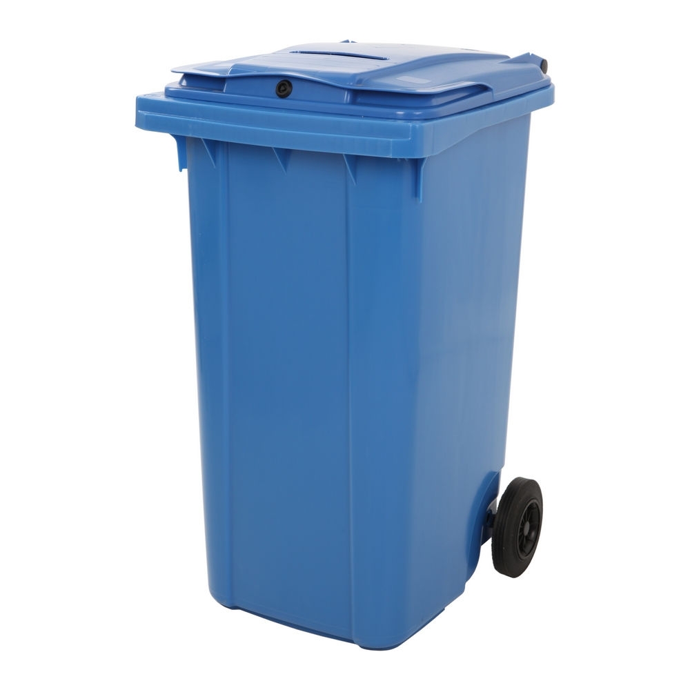 Container met papiergleuf en slot blauw afbeelding