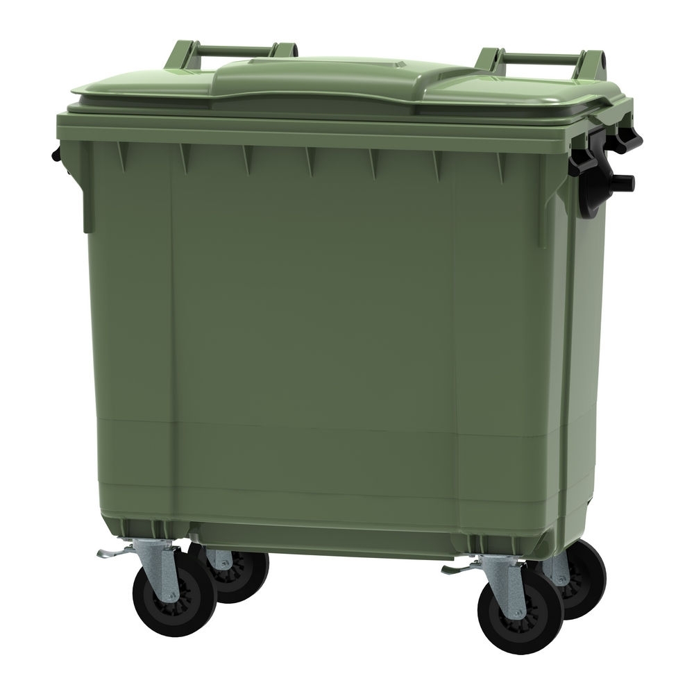 Container met deksel en wielen 770 liter groen afbeelding
