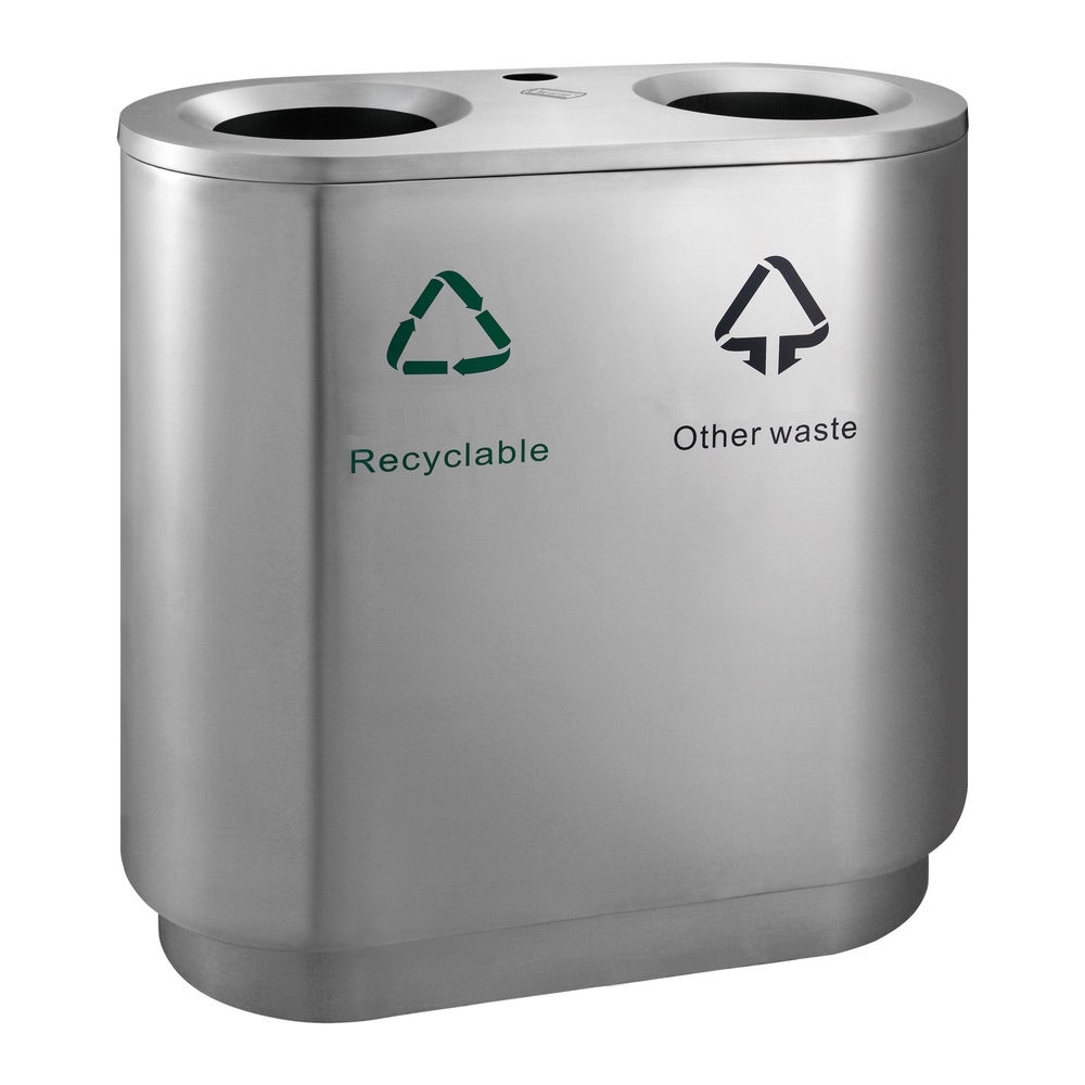 Recycling Afvalbak voor binnen 2 x 41 liter RVS afbeelding