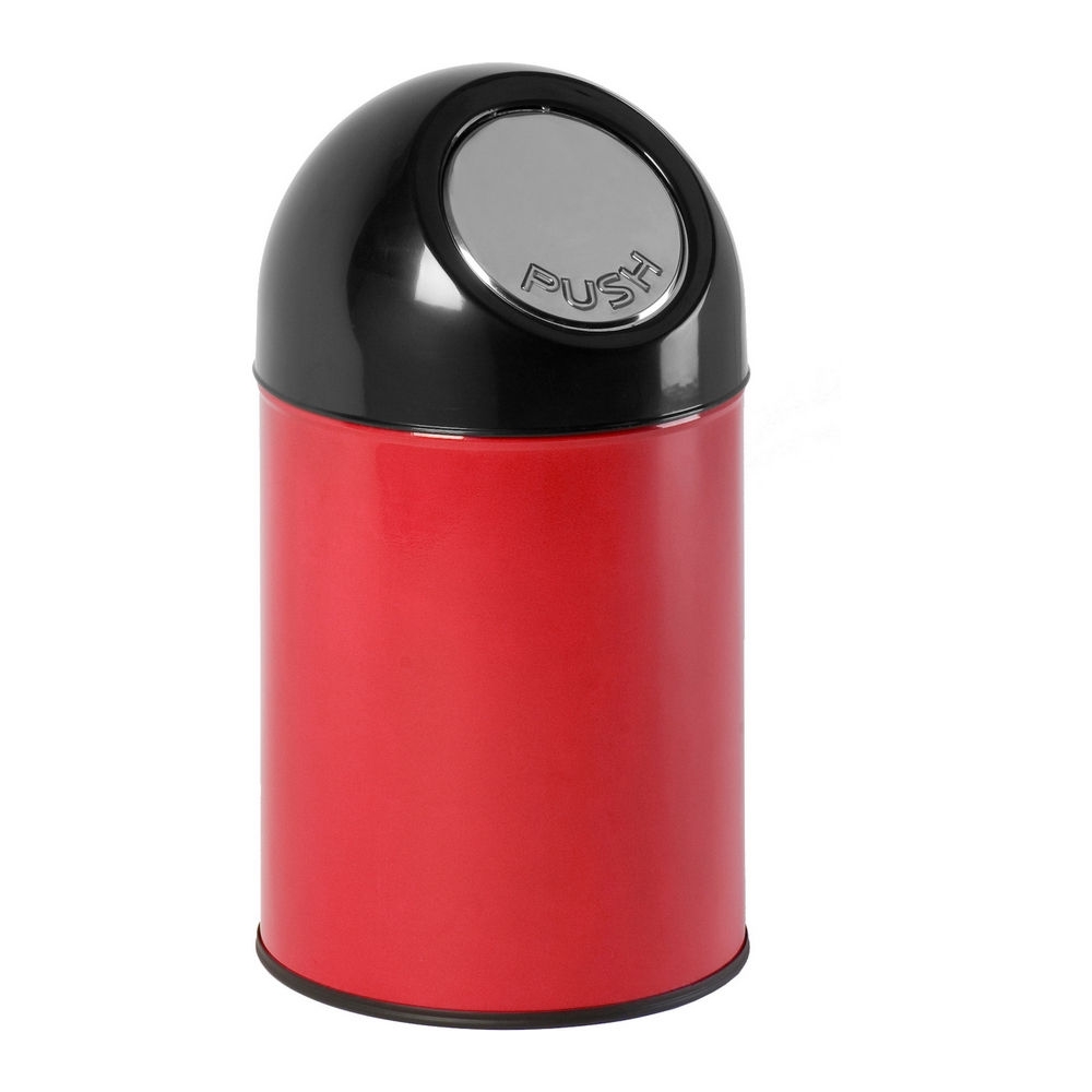 Afvalbak 30ltr Pushdeksel met onderbak rood/zwart afbeelding