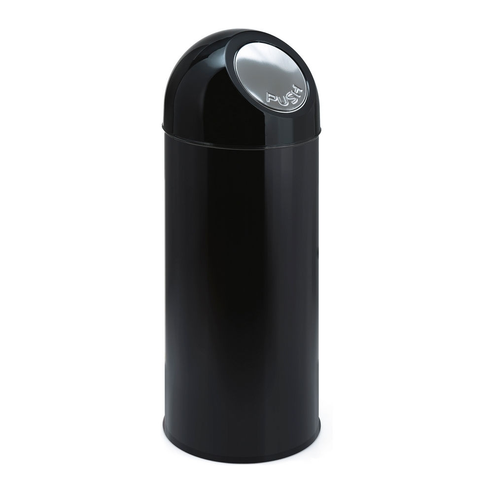 Afvalbak 55ltr Pushdeksel met onderbak zwart afbeelding