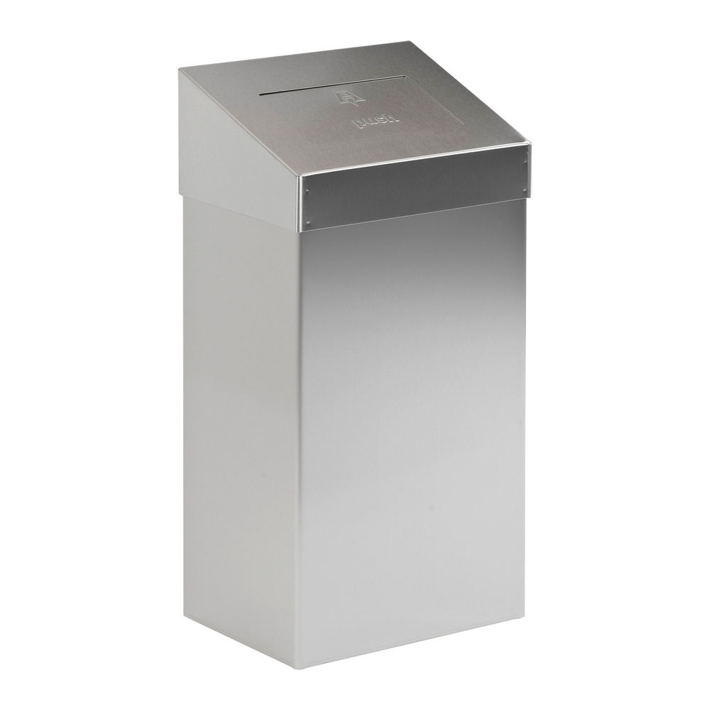 Afvalbak 18ltr pushdeksel mat rvs afbeelding