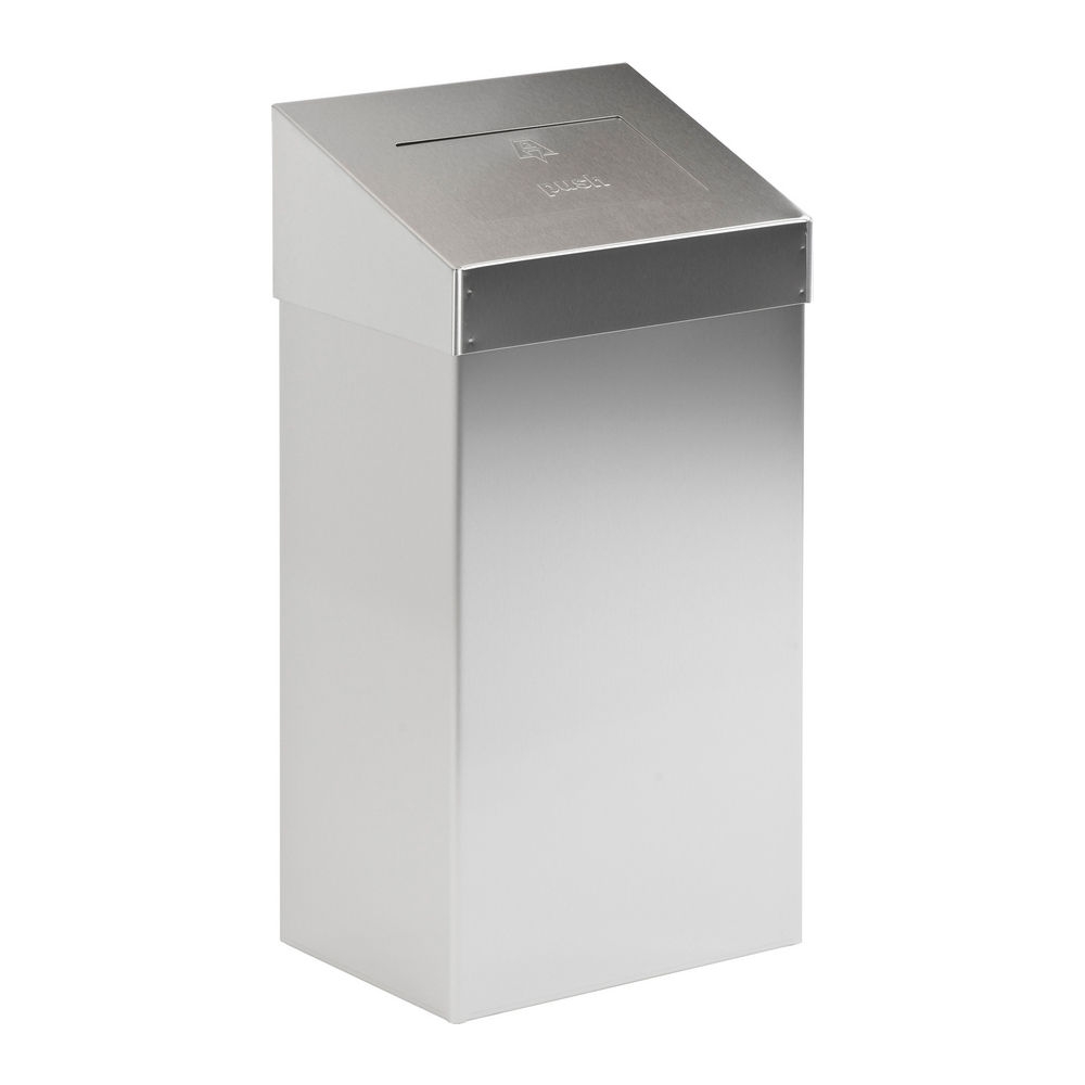 Afvalbak 50lr pushdeksel mat rvs afbeelding