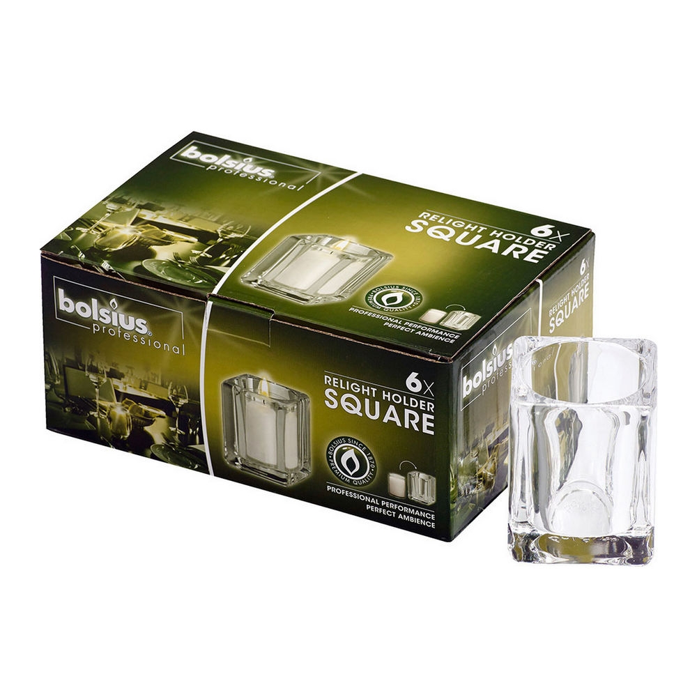 Bolsius | Relight Houder Square | Transparant | 6 stuks afbeelding