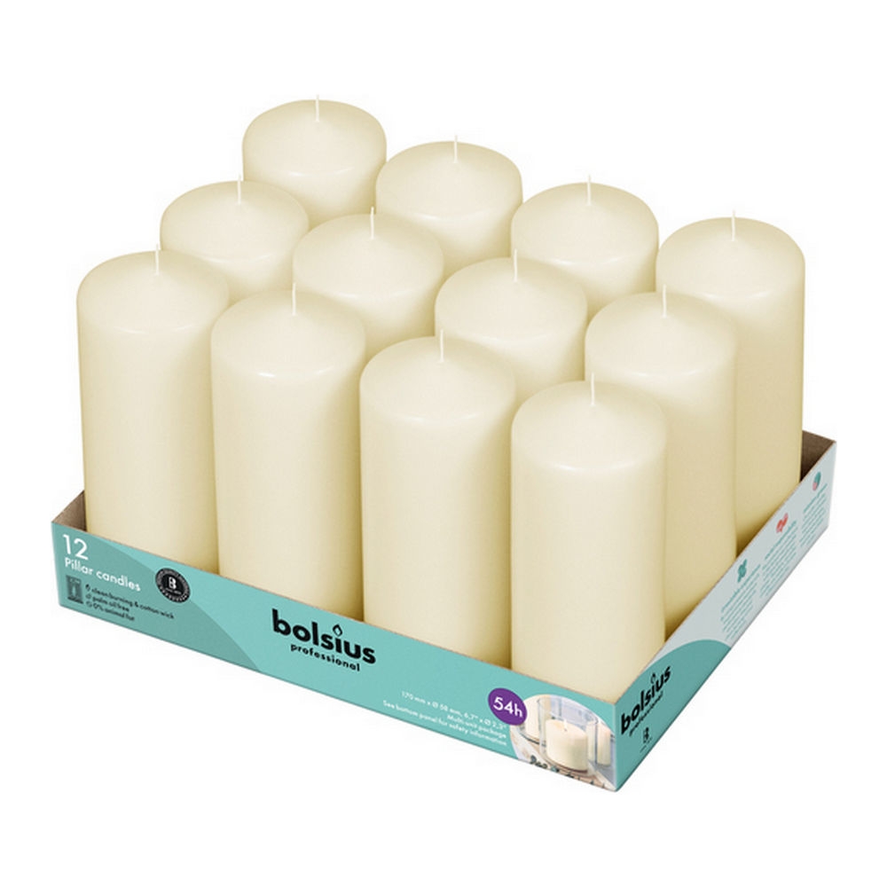 Bolsius | Stompkaarsen | 170/60 | Ivoor | 12 stuks