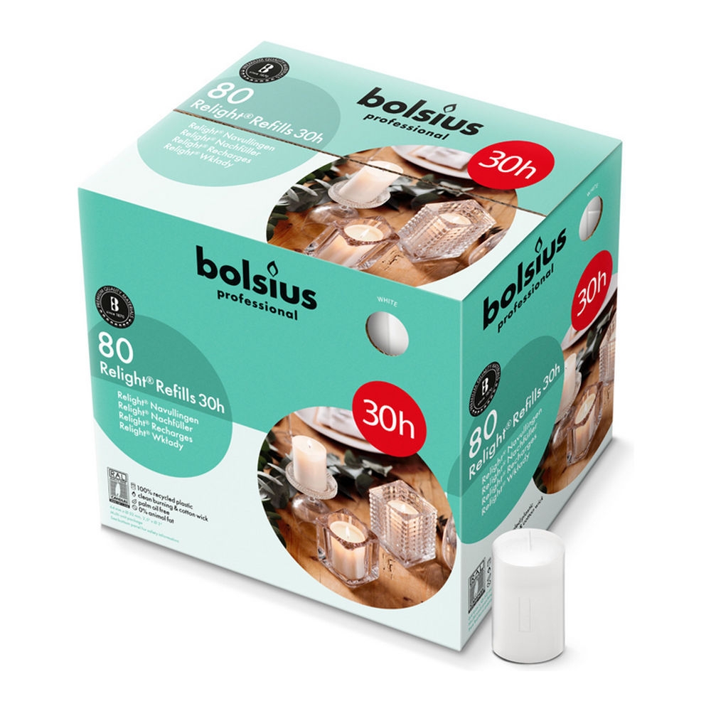 Bolsius | Professional Relight Navul 30H Wit | 80 stuks afbeelding