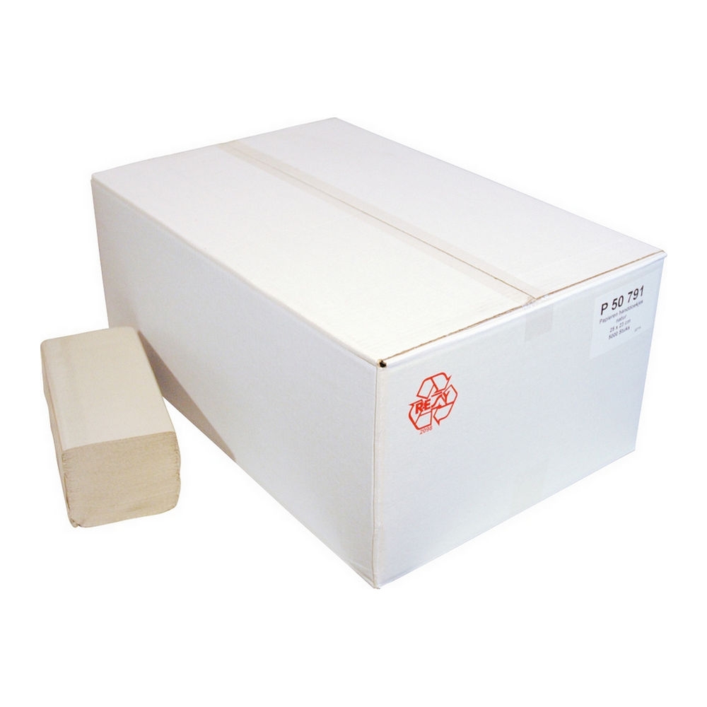 Euro Products | Vouwhanddoekjes 1-laags naturel | Z-vouw | 23 x 25 cm | 5000 stuks afbeelding