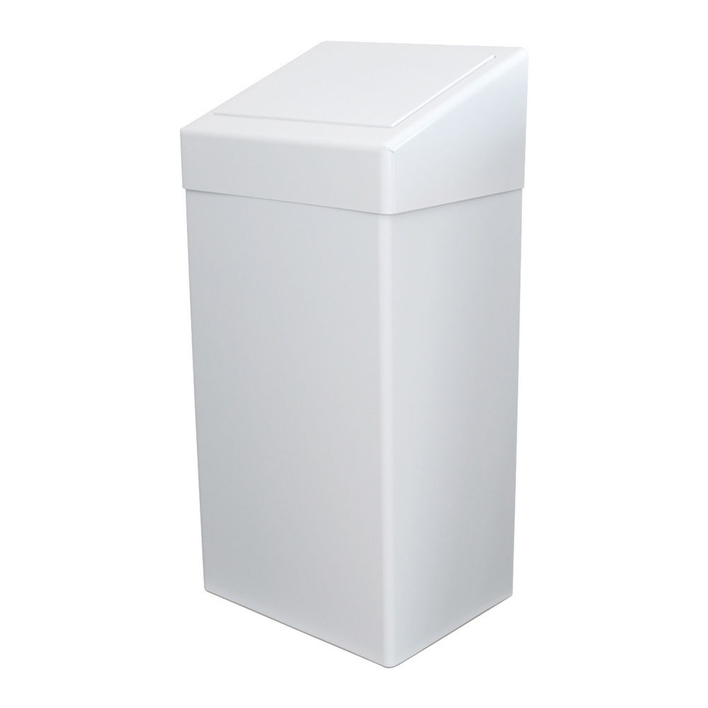B-stock | Euro Products | Afvalbak | Met klepdeksel | Staal wit gemoffeld | Inhoud: 50 liter afbeelding