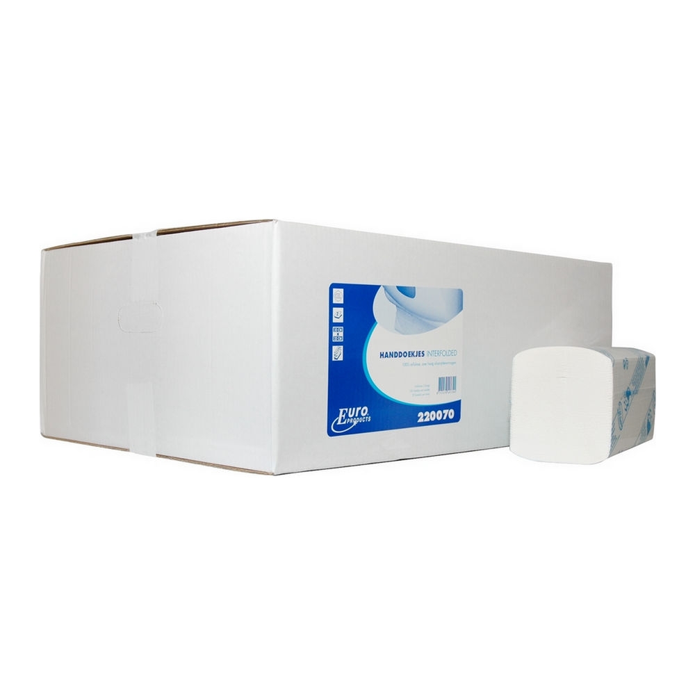 Euro Products | Vouwhanddoekjes 2-laags | Interfold | Cellulose | 22 x 32 cm | 3200 stuks afbeelding