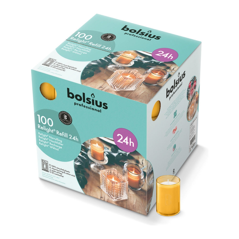 Bolsius | Professional Relight Navul 24H Amber | 100 stuks ...
