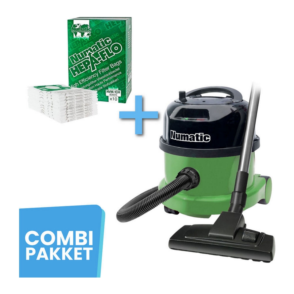 Combideal | Numatic | Stofzuiger PPR240-11 Groen | Stofzuigerzak NVM-1CH Hepa 10 stuks