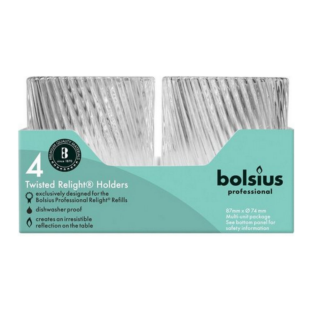 Bolsius &VerticalLine; Relight Houder Twist Transparant &VerticalLine; 4 stuks