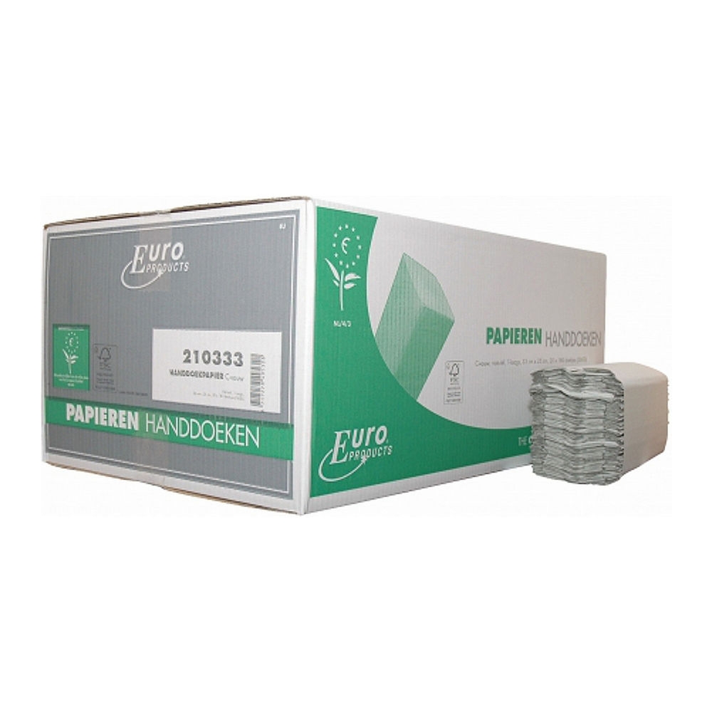 Euro Products | Vouwhanddoekjes 1-laags recycled | C-vouw | 25 x 33 cm | 20 x 180 stuks afbeelding