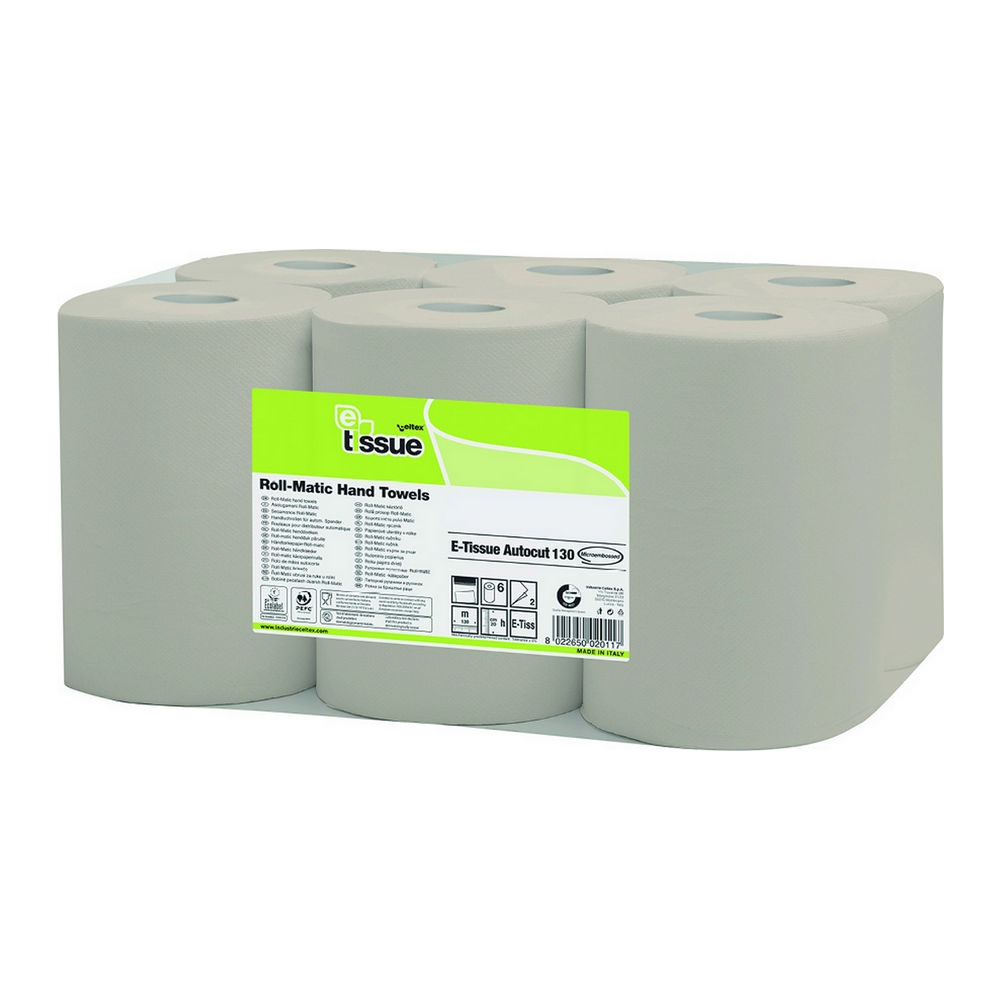 E-Tissue | Handdoekrol 2-laags | Mini matic | 6 x 130 meter afbeelding