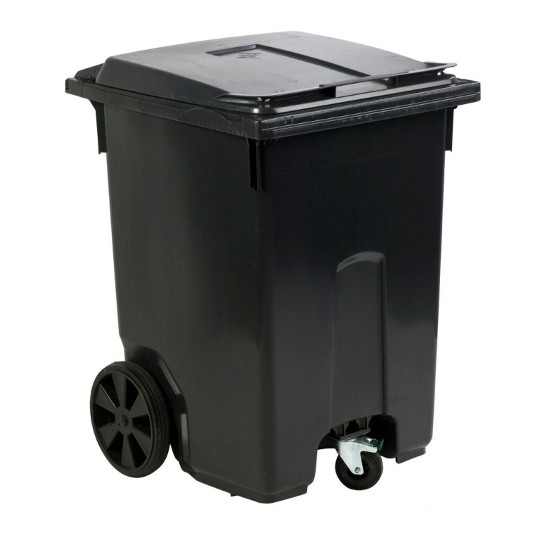 Mini rolcontainer met 3 wielen 400 liter grijs