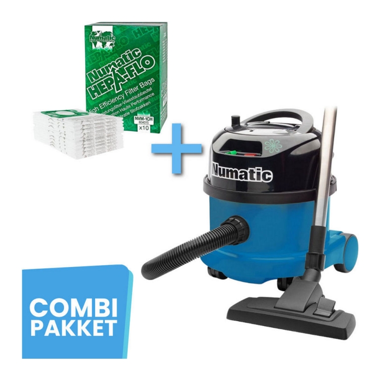 Combideal | Numatic | 1x Stofzuiger PPR240-11 blauw | 10x Stofzuigerzak NVM-1CH Hepa 10 stuks