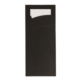 Bestekzakje | Pochette Zwart - Wit Servet | 32x32cm | 600 stuks
