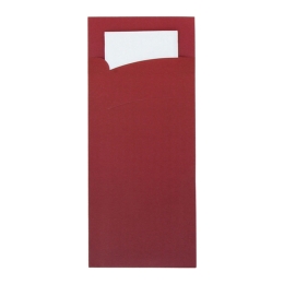 Bestekzakje | Pochette Bordeaux - Wit Servet | 32x32cm | 600 stuks
