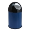 Afvalbak 30ltr Pushdeksel met onderbak blauw/zwart